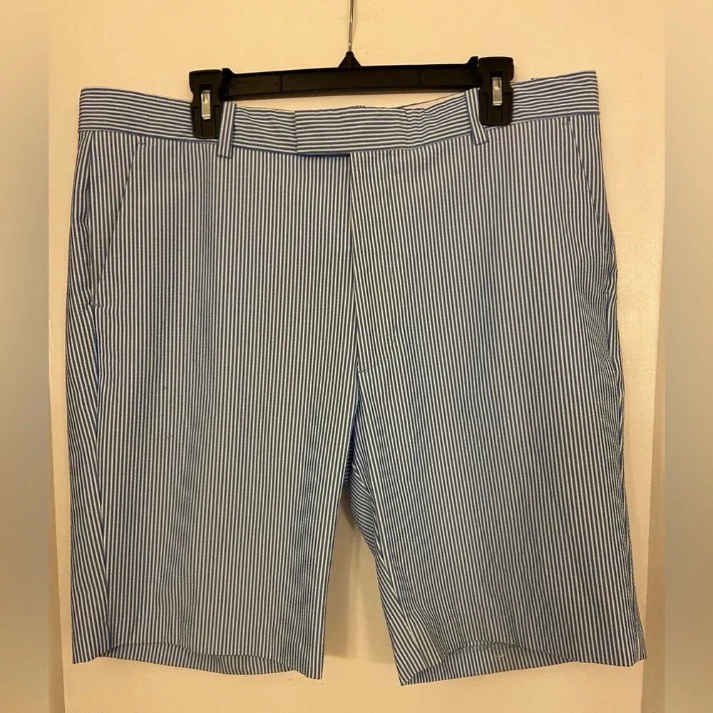 G/FORE Seersucker Golf Shorts Performance Stretch Blue & White Size 38